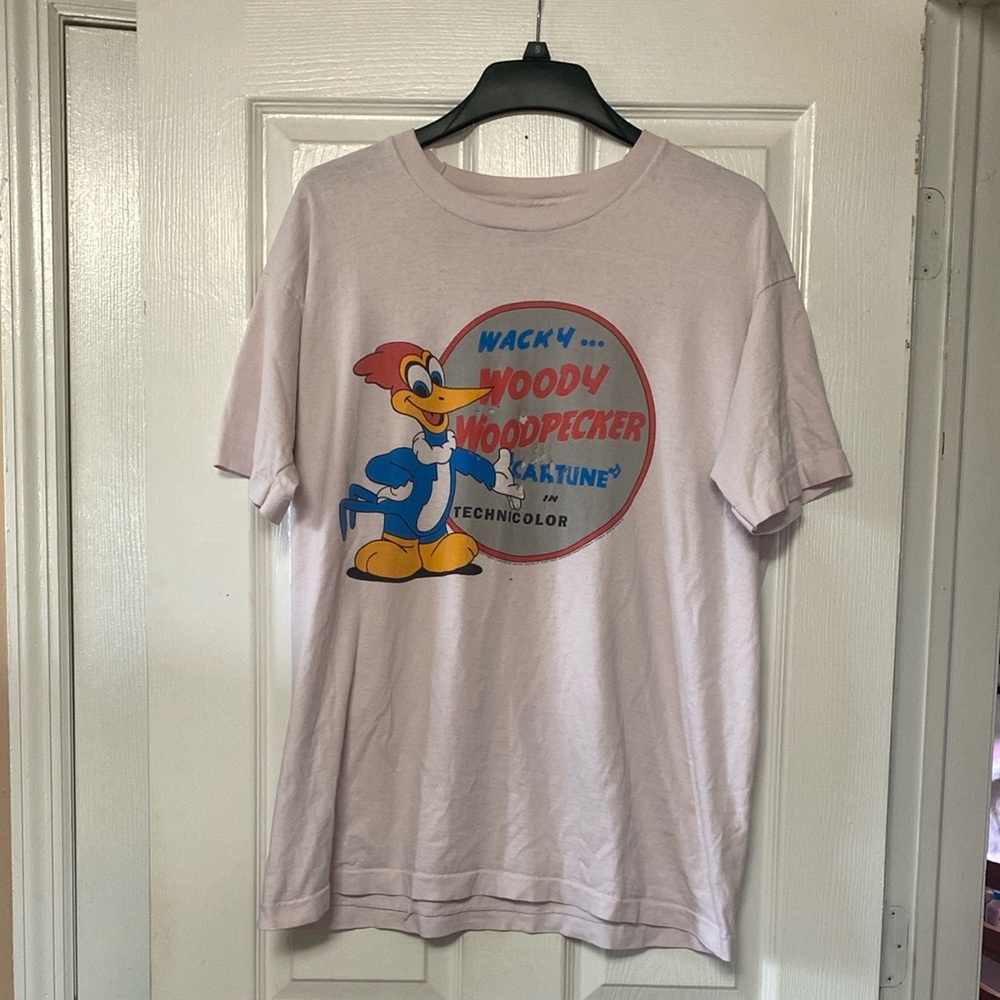 VTG 1993 Wacky Woody Woodpecker Distressed Single Stitch Crew Neck Tee T-shirt
